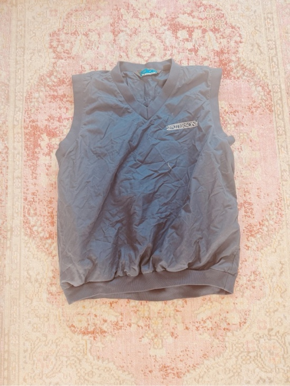 Tri-Mountain, Men’s Navy Sleeveless V-Neck Windbreaker Vest with Logo